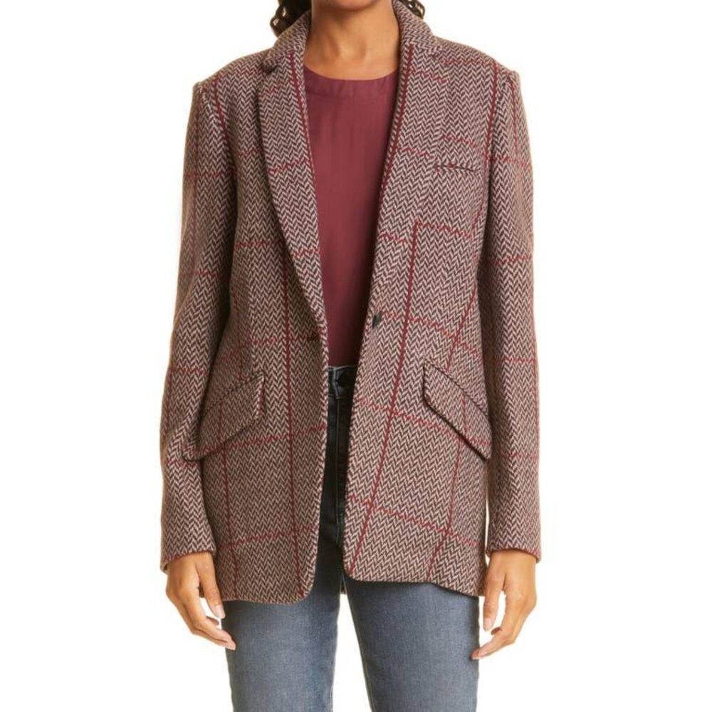 RAG & BONE Margot Plaid Wool‎ Blazer Paprika Sz 2